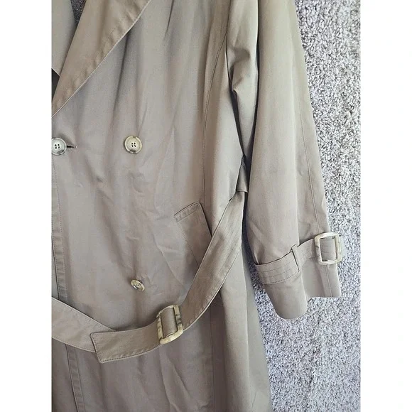 Vintage London Fog Tempo Europa Beige Double Breasted Trench Coat 10 Reg. Wool - Picture 4 of 16